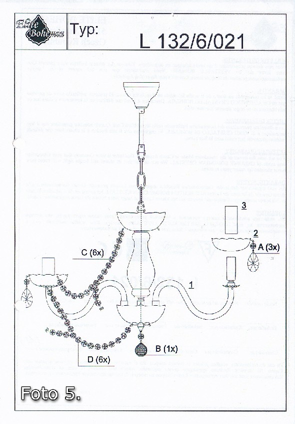 crystal chandelier Elite Bohemia - how to install