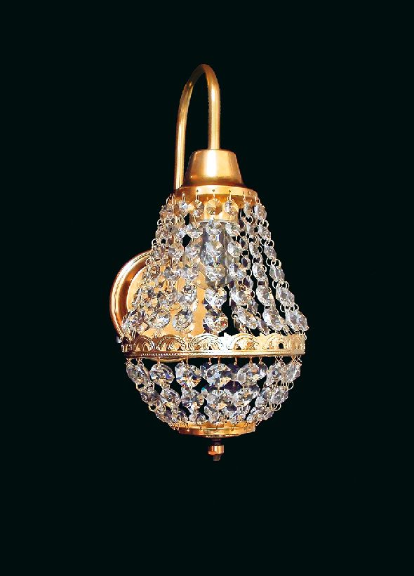 Stylish gold wall lamp with crystals Preciosa